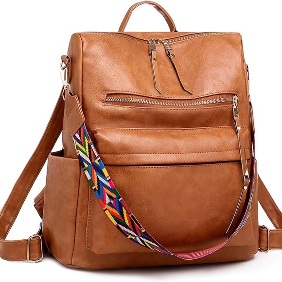 Women\'s Leather Backpack Purse Large Capacity Travel School Shoulder Bag main image 5